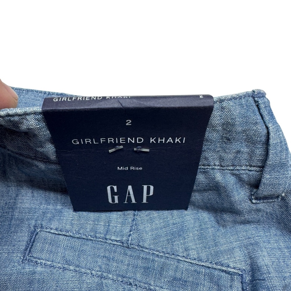 NWT Gap Girlfriend Khaki Chambray Blue cropped pants Women’s 2 (see meas.) - Picture 9 of 13